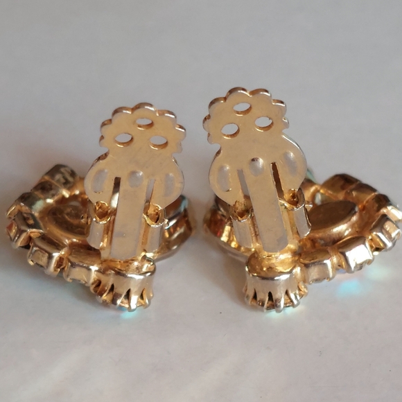 Juliana DeLizza & Elster stunning AB and clear rhinestone goldtone clip earrings - Picture 6 of 15